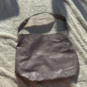 Crocodile Embossed Faux Leather Shoulder Bag Taupe Neutral | Textured Chic |